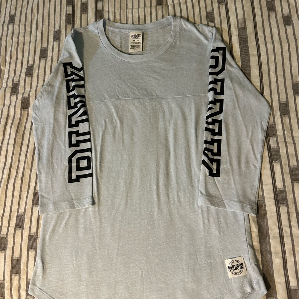 PINK Victoria's Secret Light blue Half Sleeve Tee